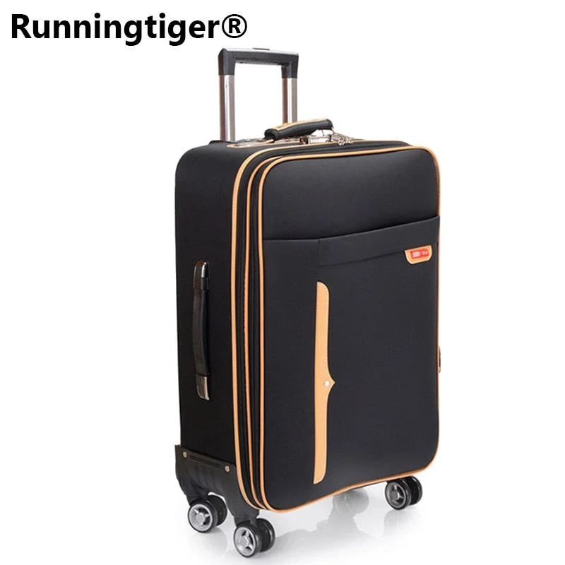 designer suitcase for high fashion -Oxford Trolley Wheeled Suitcase Business Large Travel Bag 20"24" Luggage Bag Men'S / Women'S Canvas