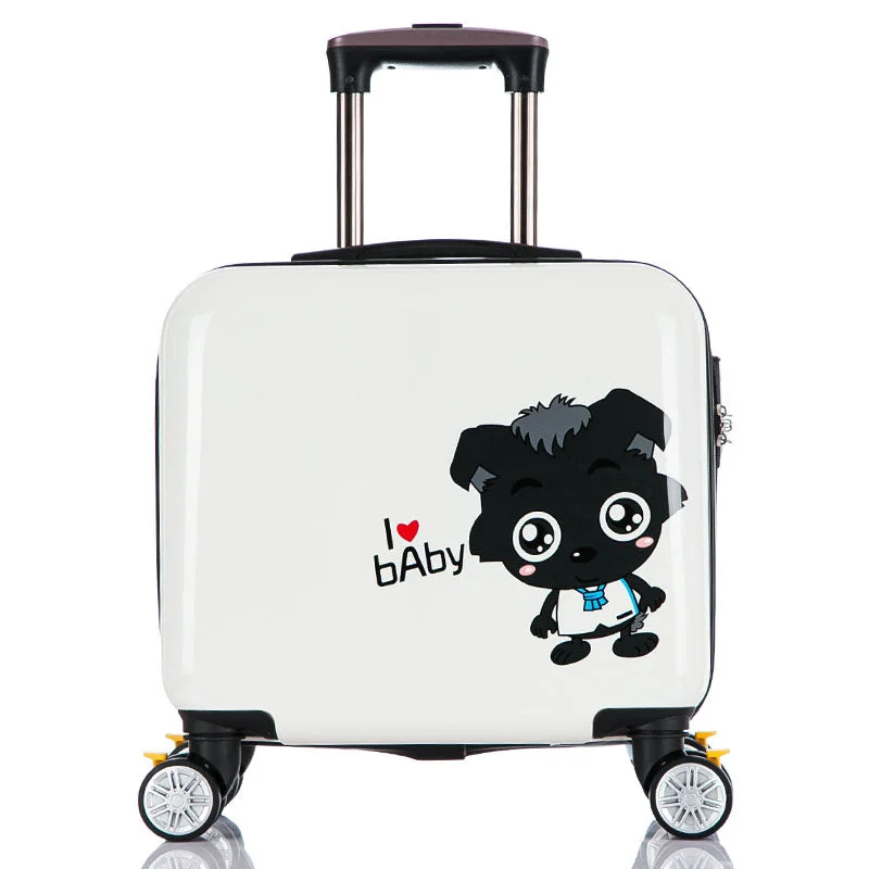 portable suitcase for quick travel -Little Grey Universal Wheels Trolley Luggage Pc16 Child Cartoon Luggage Bag Travel Bag Waterproof