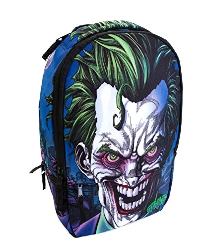 large backpack for sports events -Dc Comics Joker Molded Rubber Fits Laptops Up To 17In Backpack, Multi, One Size