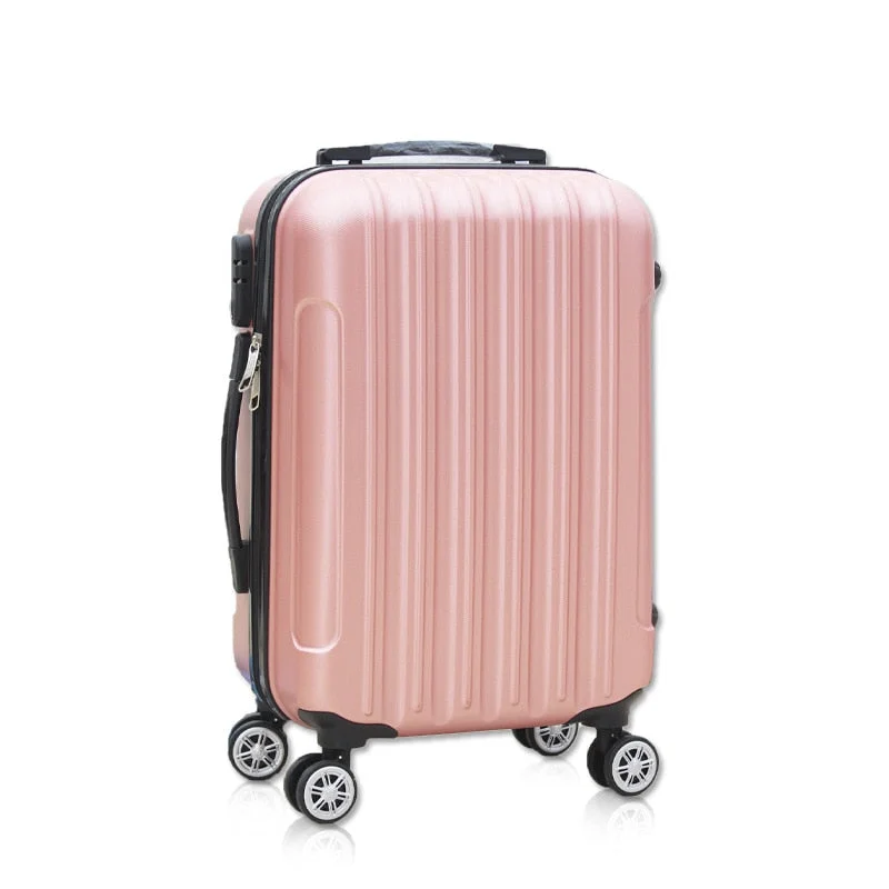 compact suitcase for plane cabins -Universal Wheel Luggage,Vertical Stripe Lock Box,Light Travel Case,Business Boarding