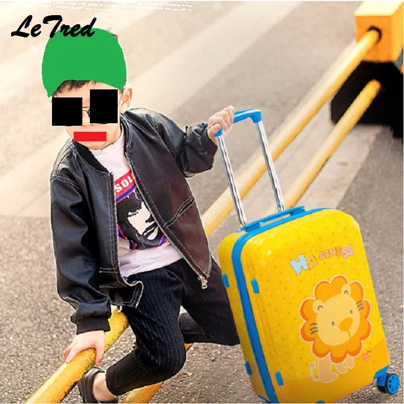 stylish suitcase for men -New Lion 19'20' Cute Cartoon Suitcases Wheel Kids Boys And Girls Rolling Luggage Spinner Trolley