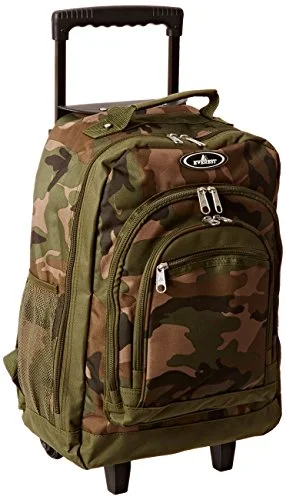 stylish backpack for city trips -Everest Woodland Camo Wheeled Backpack, Camouflage, One Size