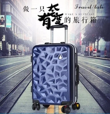 heavy-duty suitcase for machinery -Travel Tale Fashion 3D Diamond Stone 20/24 Inch Size Pc Rolling Luggage Leisure Business Spinner