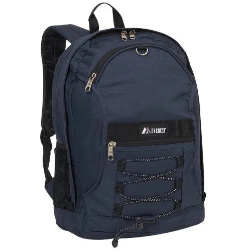 luxury backpack for elite travel -Everest Luggage Two Tone Backpack With Mesh Pockets, Navy, Medium