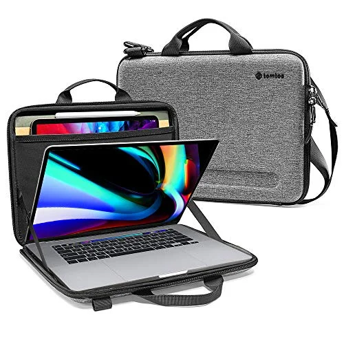 embroidered floral shoulder bag-tomtoc Ultra-Slim Case for 16-inch New MacBook Pro A2141, 15-inch Old MacBook Pro A1398, Organized Shoulder Bag with Tablet Pocket for Up to 12.9-iPad Pro with Magic Keyboard and Smart Keyboard Folio