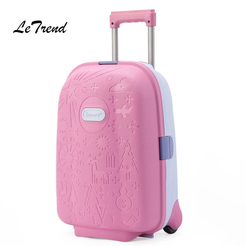 heavy suitcase for industrial use -Letrend Kids Cute Cartoon Rolling Luggage Spinner Children Wheel Suitcases Trolley Travel Bag