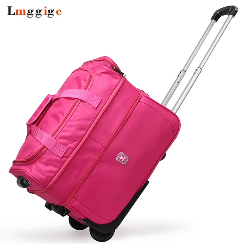 collapsible suitcase for small homes -High Capacity Travel Suitcase Bag,Waterproof Oxford Cloth Rolling Luggage,21"23"27" Inch Trolley