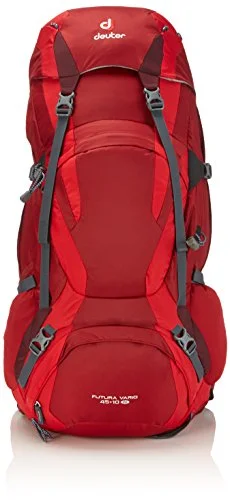 rugged backpack for outdoors -Deuter Futura Vario 45+10 Sl - Height-Adjustable Hiking Backpack, Cranberry/Fire/Aubergine